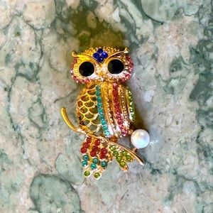 Owl Opal Brooch